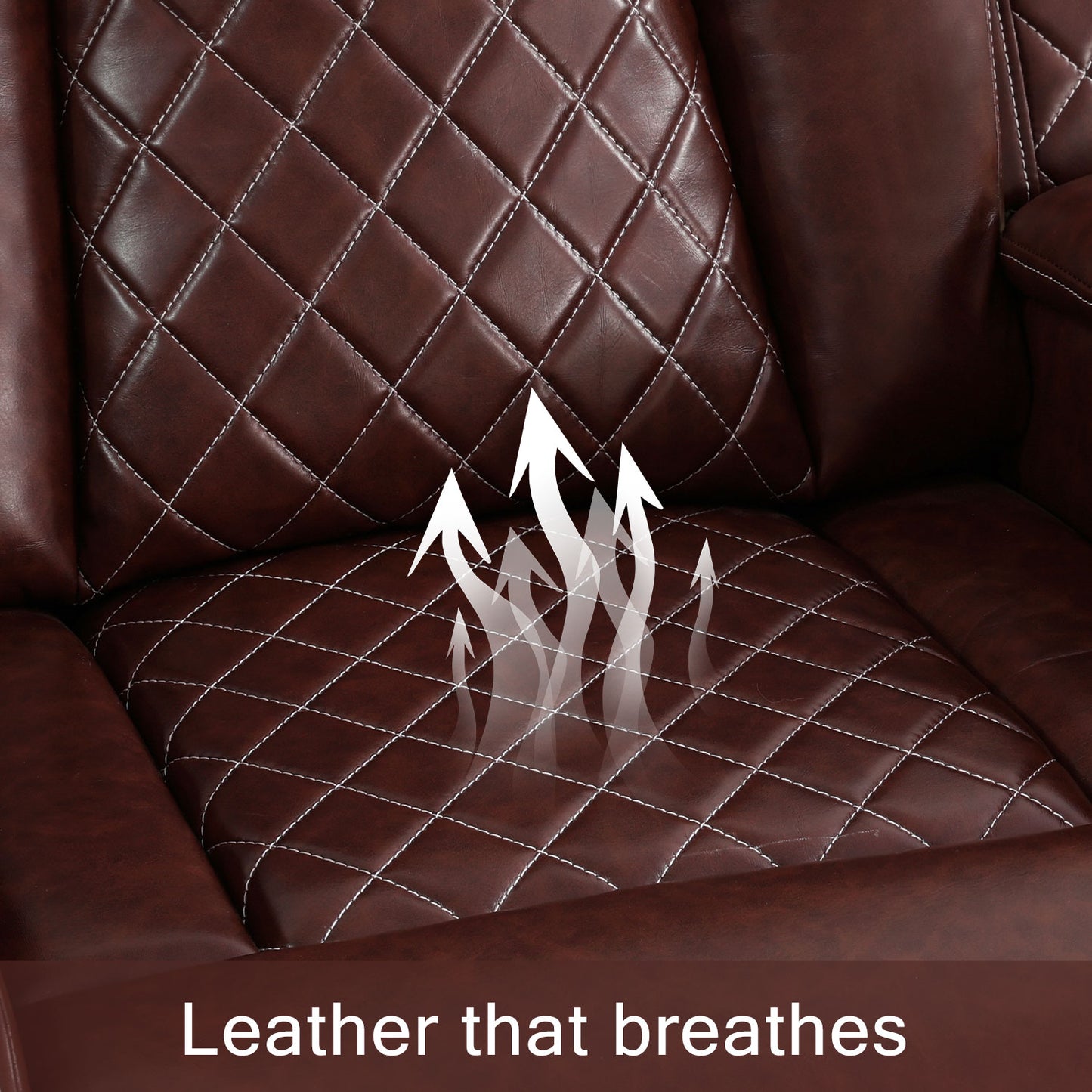 Braunes atmungsaktives Leder, 3-stückiges Wohnzimmer-Liegesessel-Sofa-Set - gn4633