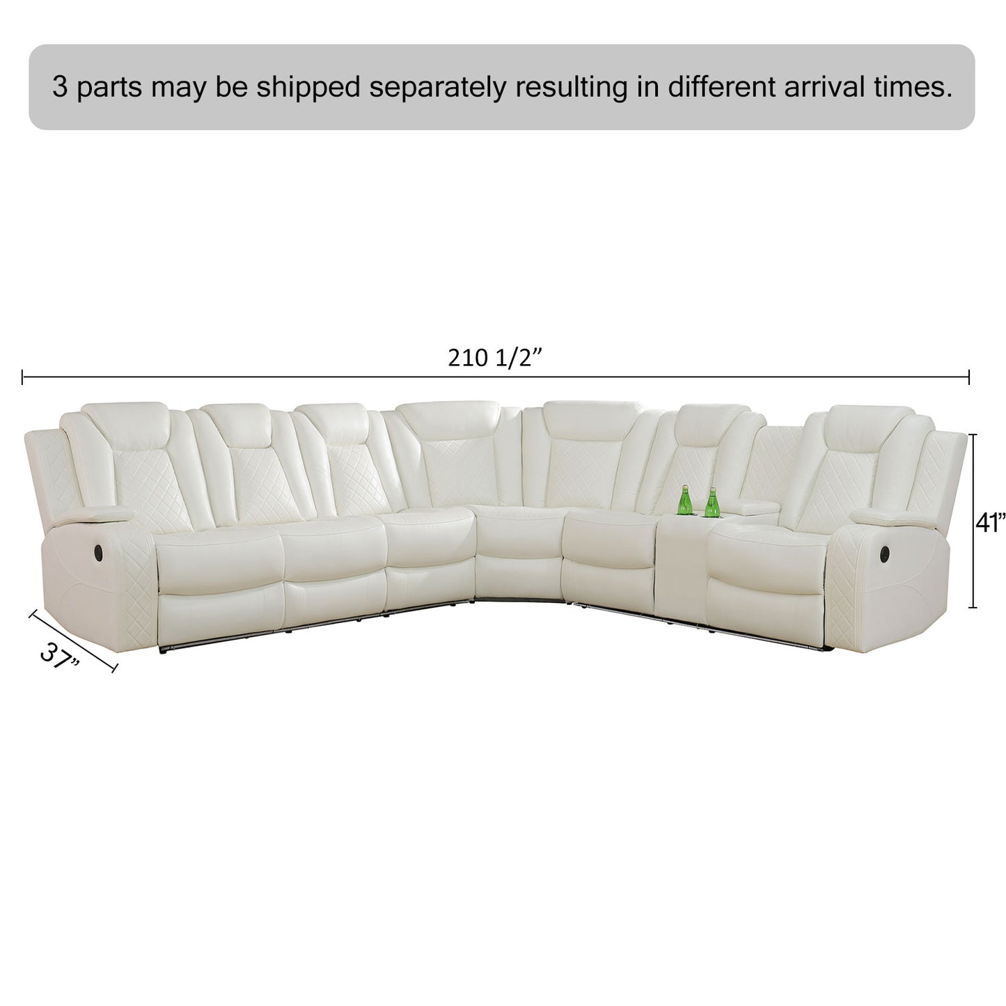 Weißes atmungsaktives Leder, 3-stückiges Wohnzimmer-Sofa - Liegesessel - Set - GN4732-w
