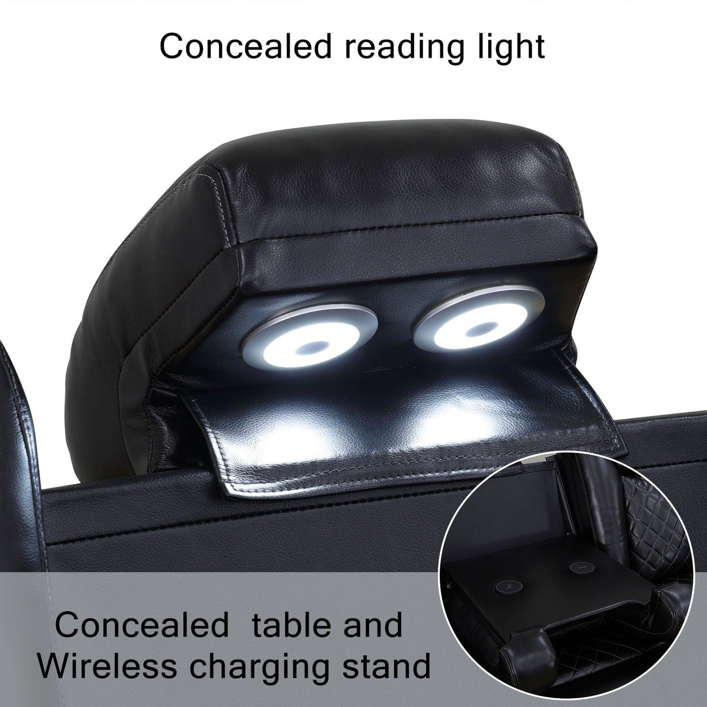 Schwarzes atmungsaktives echtes Leder, 3-stückiges Wohnzimmer-Liegesessel-Sofa - gn4730