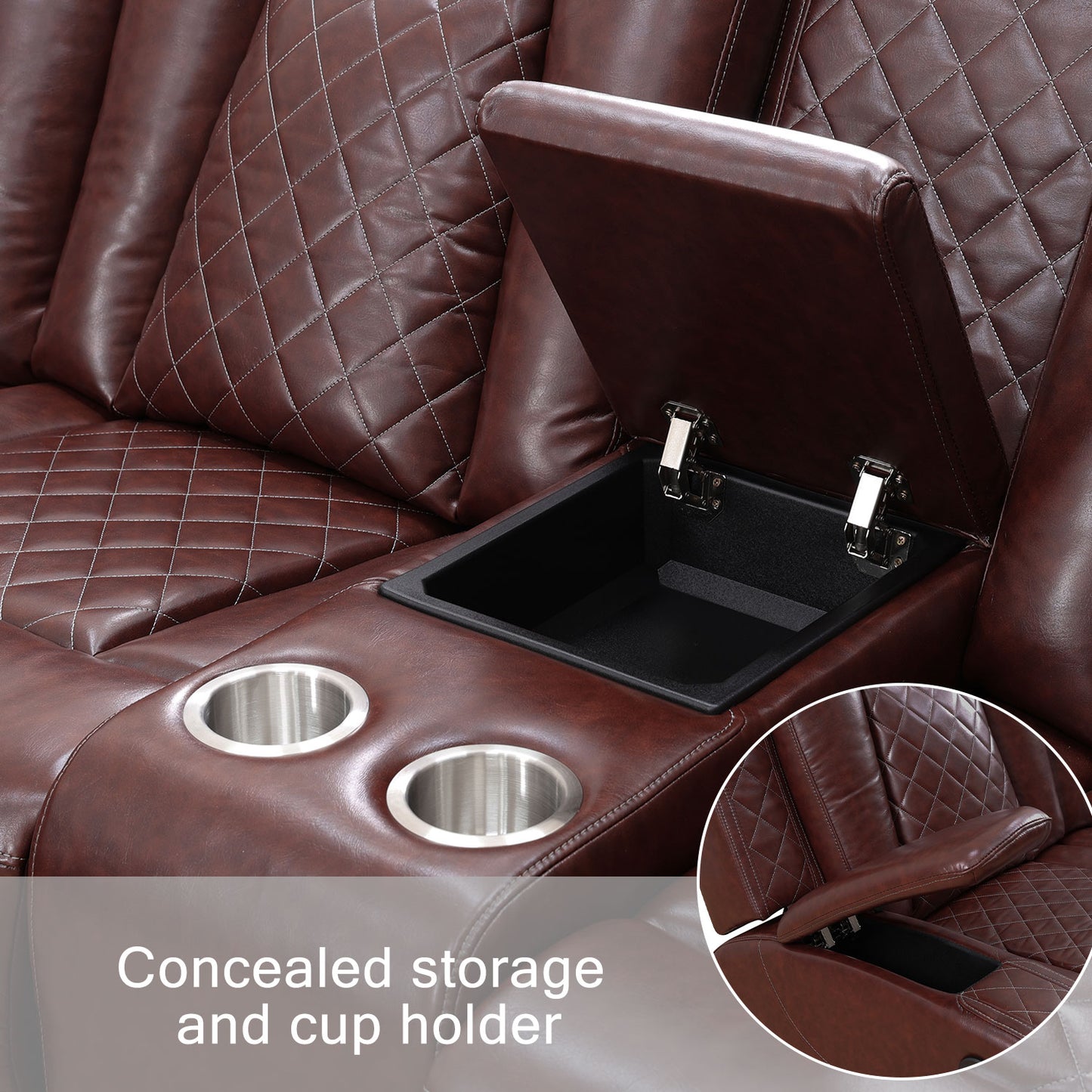 Rotes atmungsaktives Leder, 3-stückiges Wohnzimmer-Sofa-Liegesessel-Set - gn4733