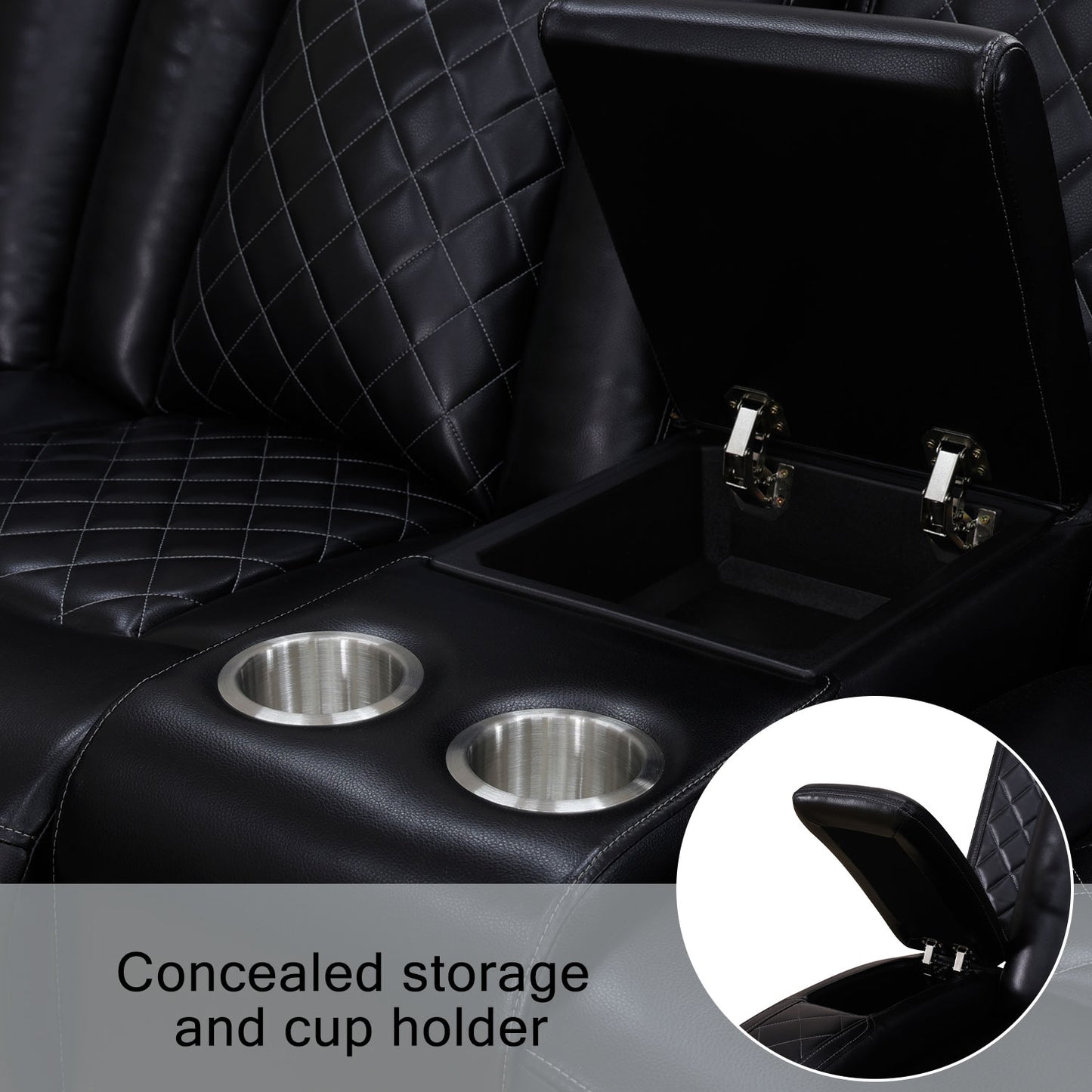 Schwarzes atmungsaktives echtes Leder, 3-stückiges Wohnzimmer-Liegesessel-Sofa - gn4730