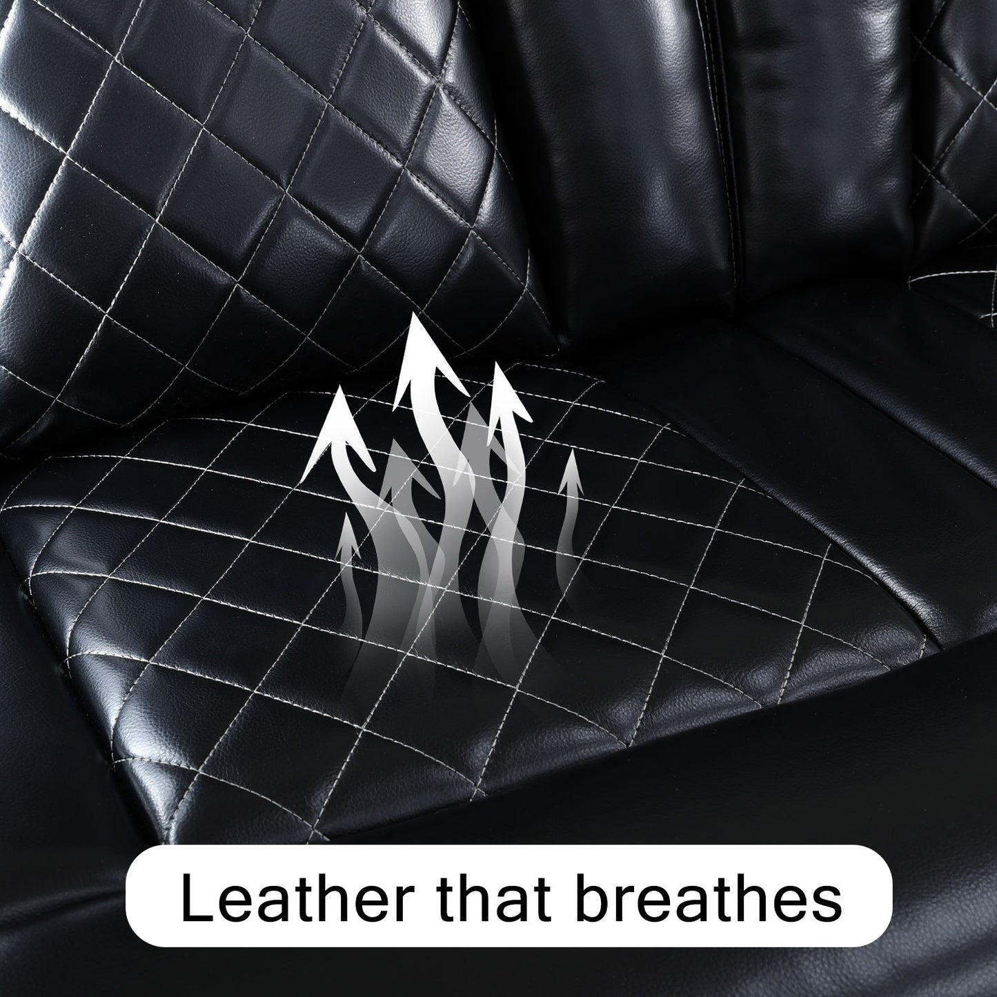 Schwarzes atmungsaktives Leder, 3-stückiges Wohnzimmer-Liegesessel-Sofa-Set - gn4632