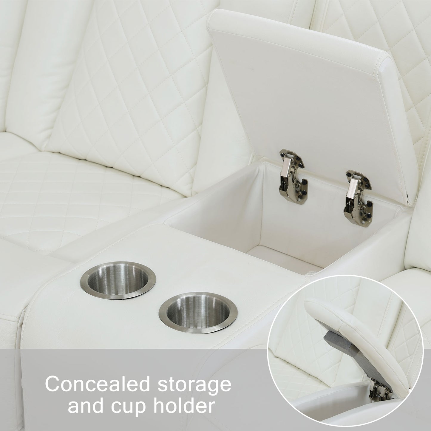 Weißes atmungsaktives Leder, 3-stückiges Wohnzimmer-Sofa - Liegesessel - Set - GN4732-w