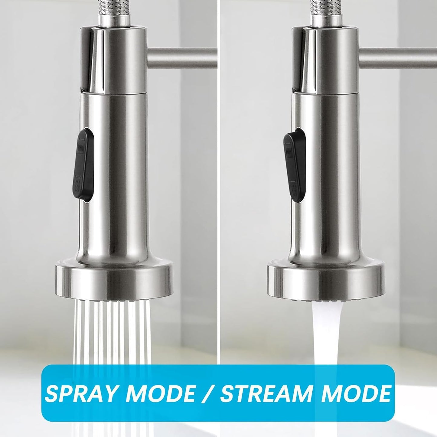 Kitchen faucet, kitchen mixer tap with 360° swivel high-arch sink spray, 2-mode pull-out spray, polished chrome