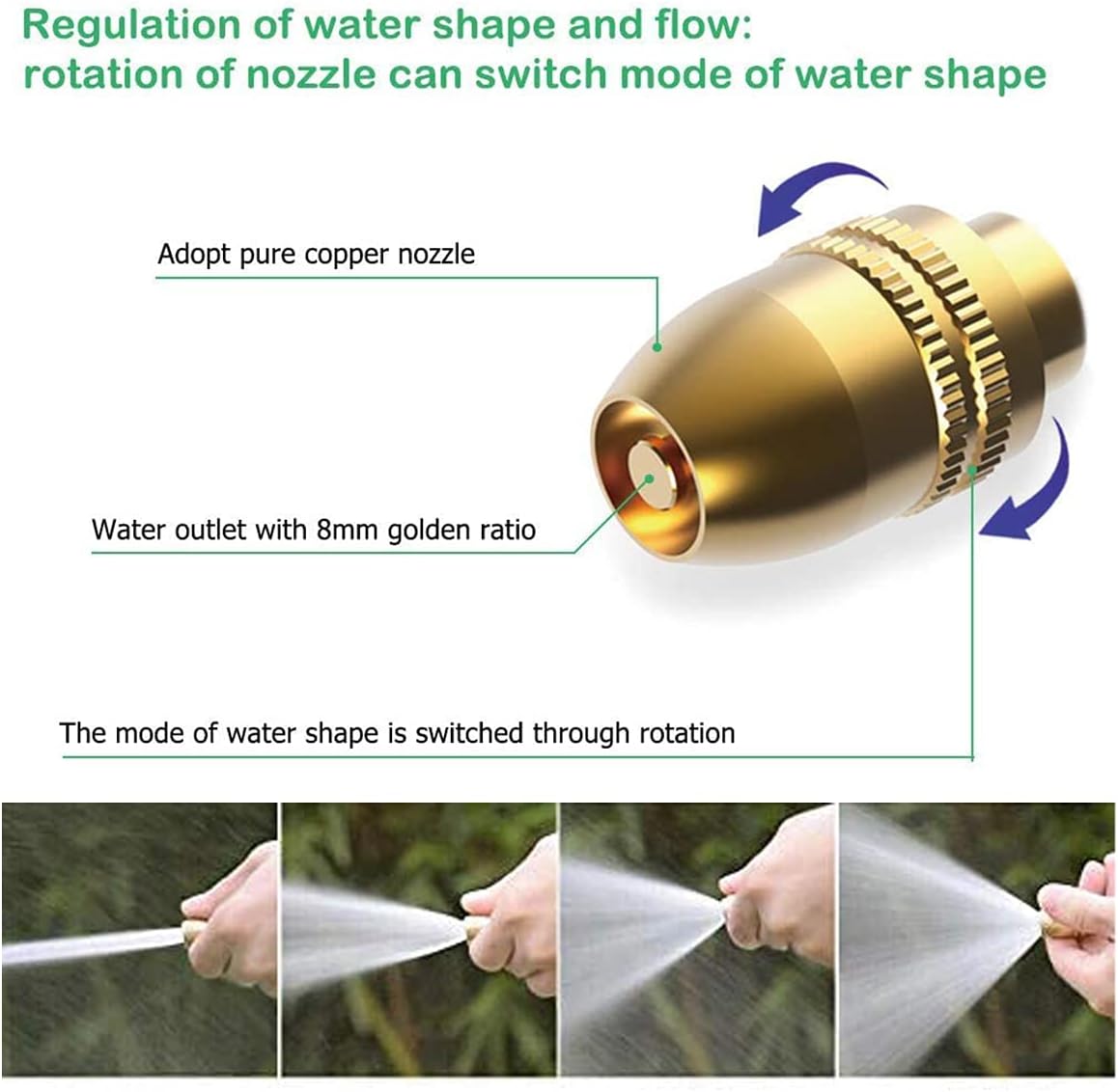 Metal watering gun, high-pressure metal watering can with brass nozzle for car washing, cleaning, watering gardens and lawns – long