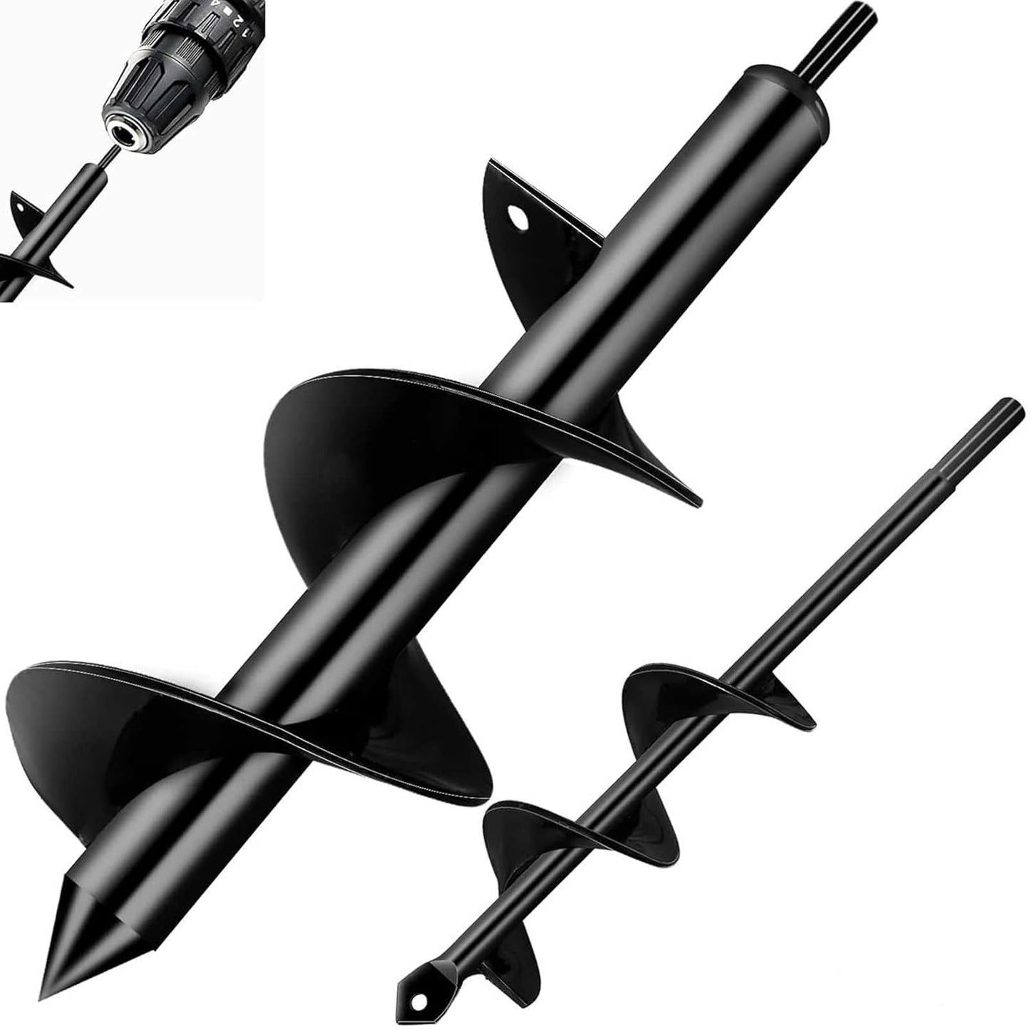 Garden auger drill bit - 4x22cm and 8x30cm - for cordless drills - with sturdy shaft - Ideal for planting plants and growing bulbs
