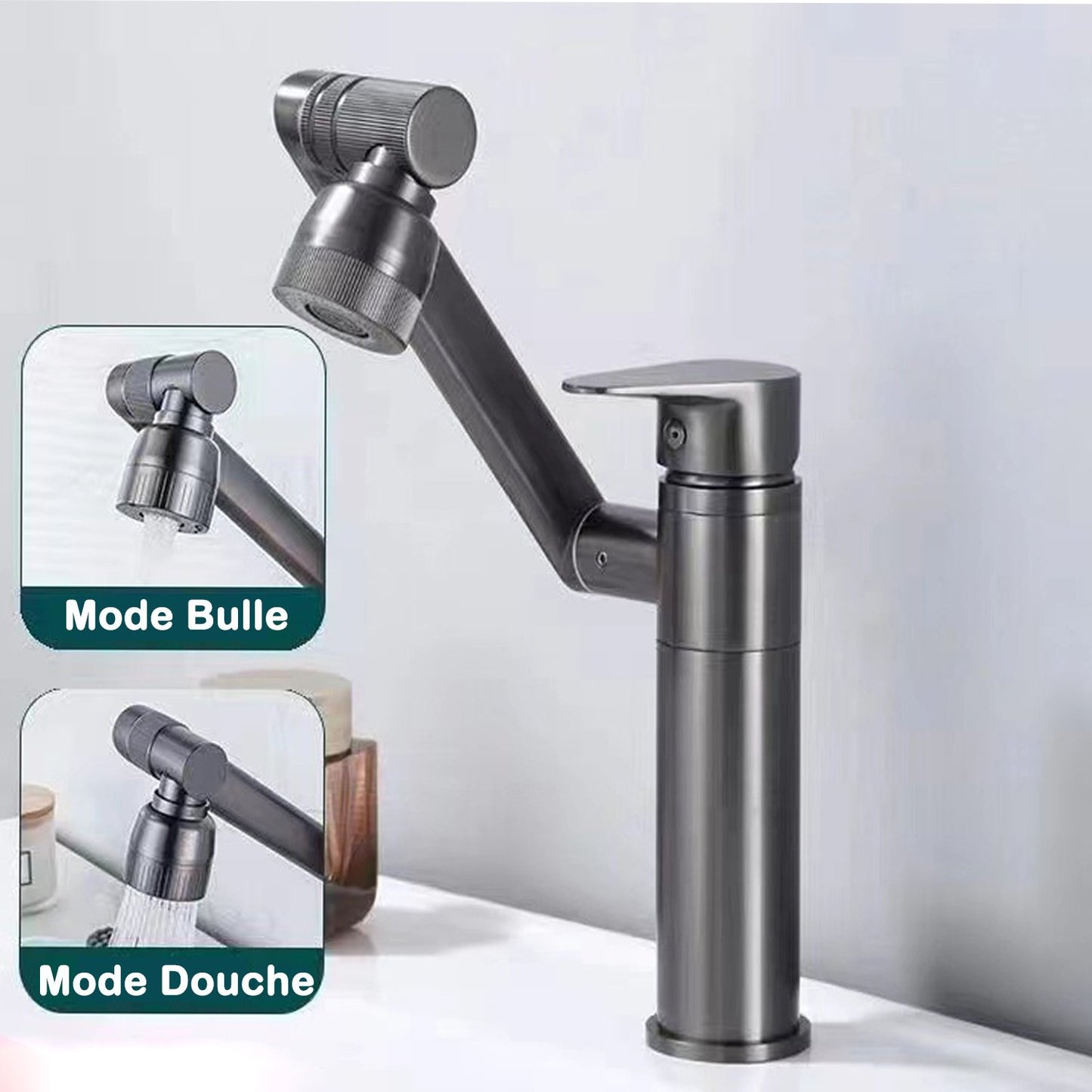 Küchenarmatur, Chrom-Küchenspülenarmatur mit 2 Sprühmodi, 360° schwenkbarer Universal-Mechanischer Arm