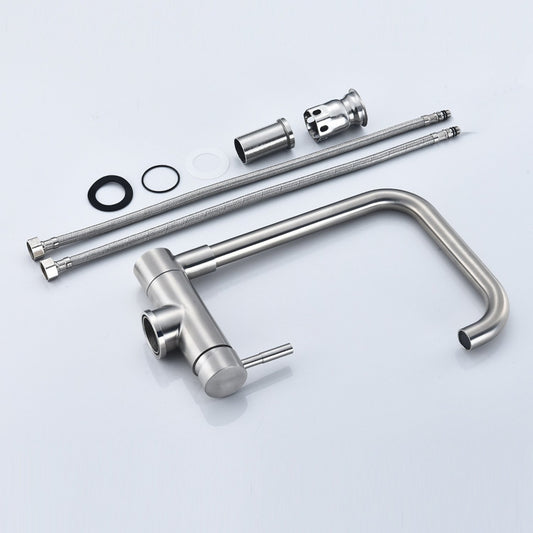 Ausziehbare Küchenmischbatterie, hohe Spülbeckenarmatur, 360° drehbarer Auslauf aus Edelstahl, einstellbarer Einhebelmischer für heißes und kaltes Wasser, gebürstete Oberfläche