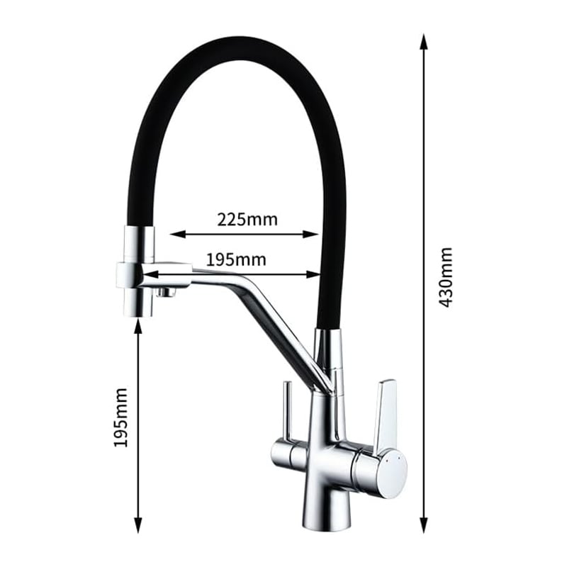 Kitchen faucet with pull-out spray, kitchen mixer tap for water filter, 3-in-1 kitchen sink mixer tap (black)