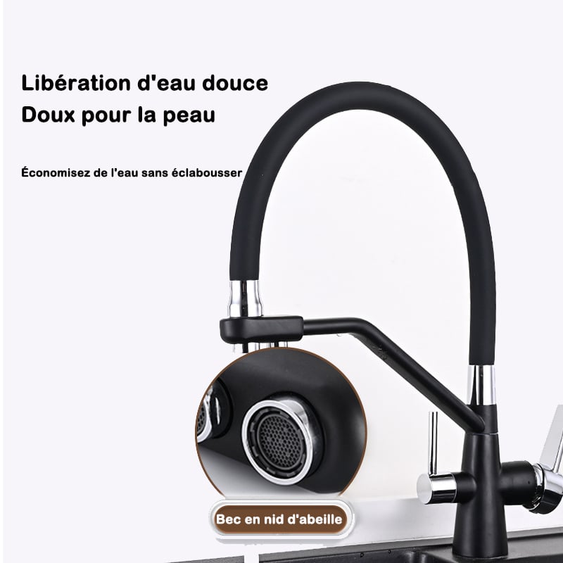 Kitchen faucet with pull-out spray, kitchen mixer tap for water filter, 3-in-1 kitchen sink mixer tap (black)