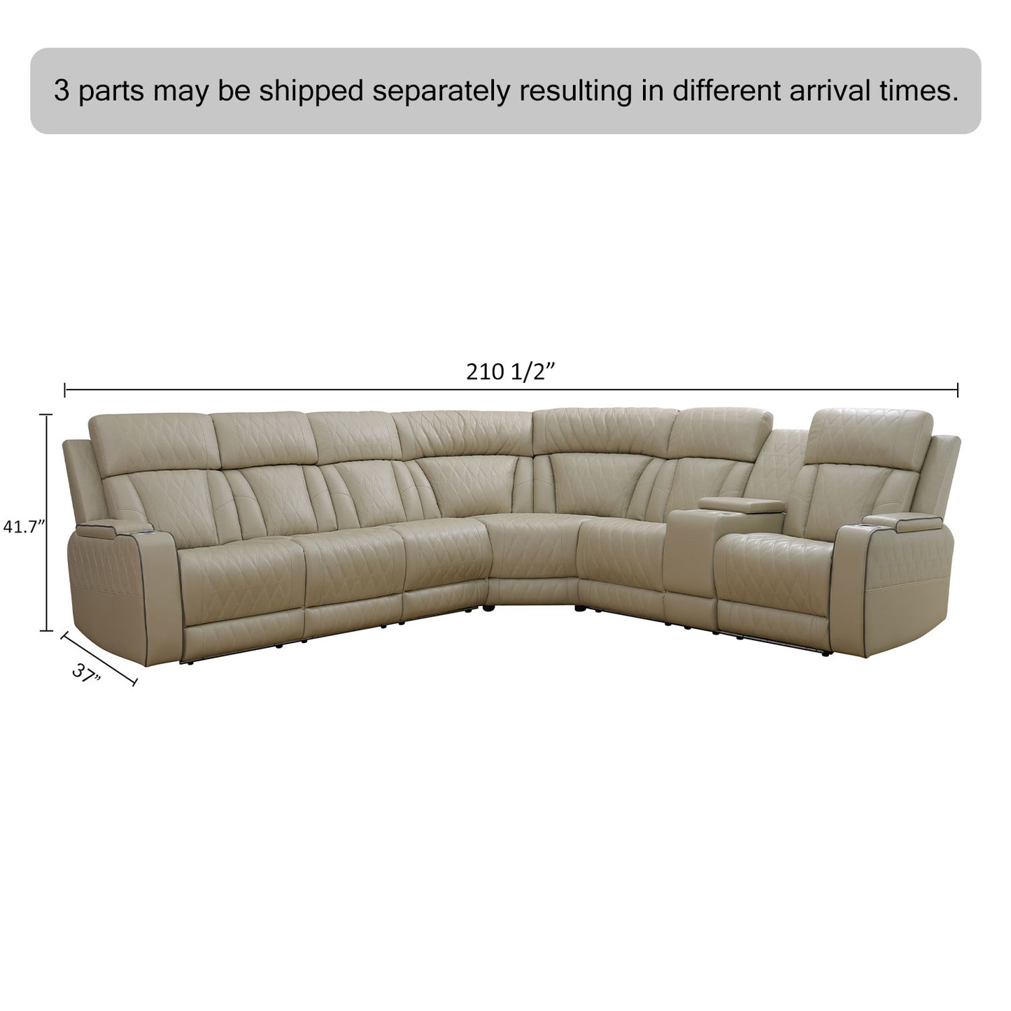 Mischbeige atmungsaktives Leder, Dreiteiliges Sofa-Liegesessellerset - gn4738