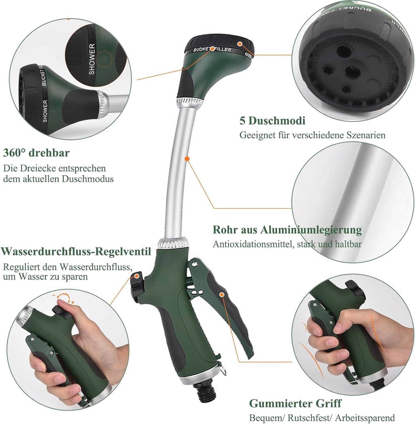 Spritzpistole / Langstielige Wasserpistole (Grün) - MSD-30