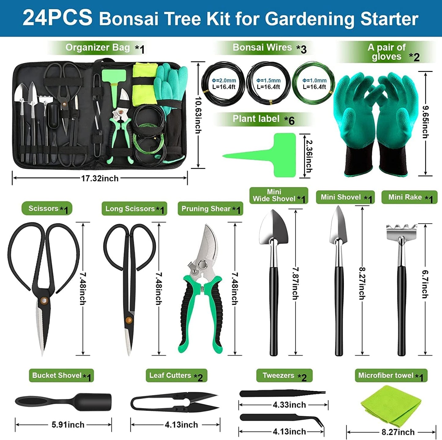 Bonsai tool set, 24 pieces - MSD-19