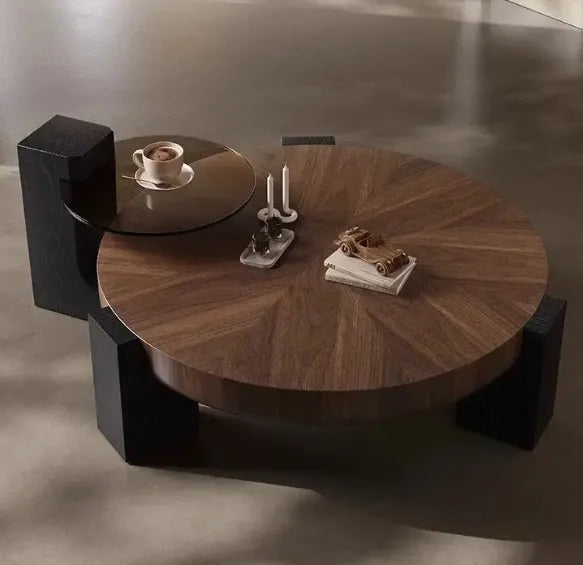 Home Furniture Classic Round Wooden Coffee Table Set for Living Room