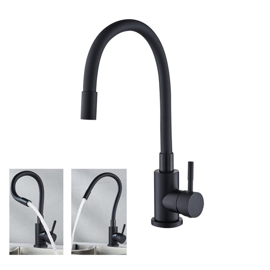 Black kitchen faucet, 360° swivel flexible kitchen faucet, kitchen mixer tap, sink faucet with flexible spout, single lever mixer for hot and cold water