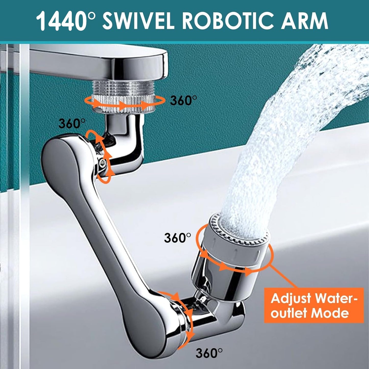 Magic Faucet Extender Swivel 1440° - Brass Faucet Aerator with Shower Head for Kitchen and Bathroom - Rotatable Multifunctional Faucet Extension