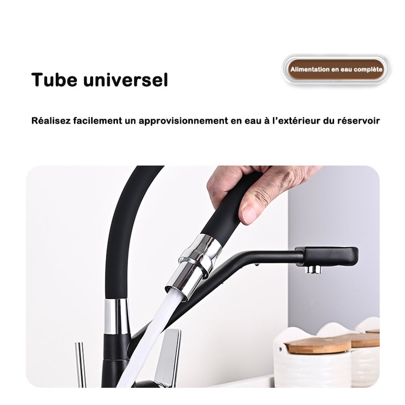 Kitchen faucet with pull-out spray, kitchen mixer tap for water filter, 3-in-1 kitchen sink mixer tap (black)