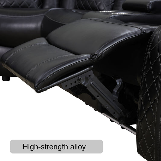 Schwarzes atmungsaktives echtes Leder, 3-stückiges Wohnzimmer-Liegesessel-Sofa - gn4730